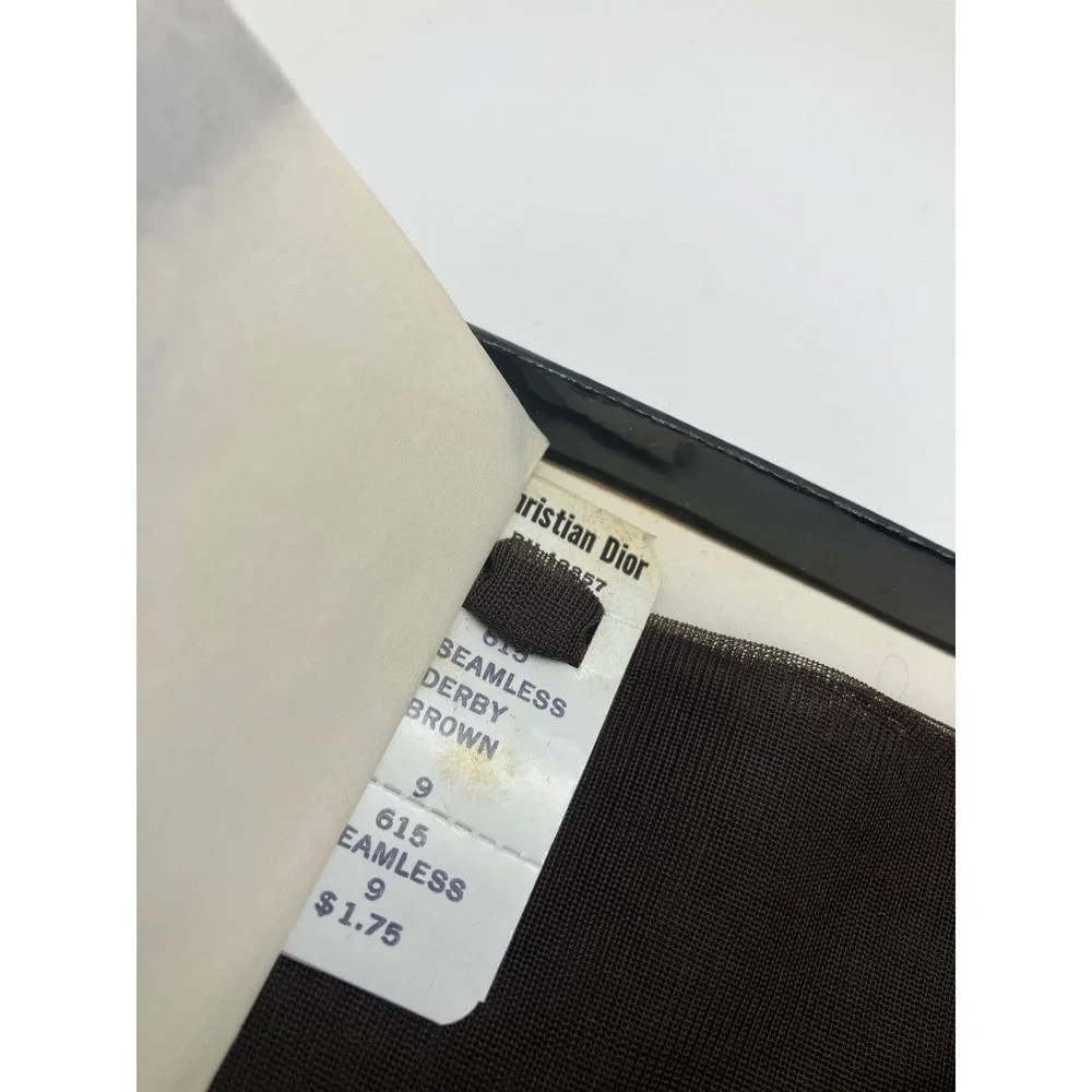 Vintage Christian Dior Les Bas Ultra‎ Derby Brown Nylon Stockings 9 S New READ